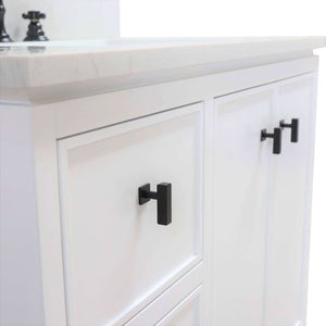37 in. Single Sink Vanity in White with Engineered Quartz Top - G3722-BL-WH-AQ
