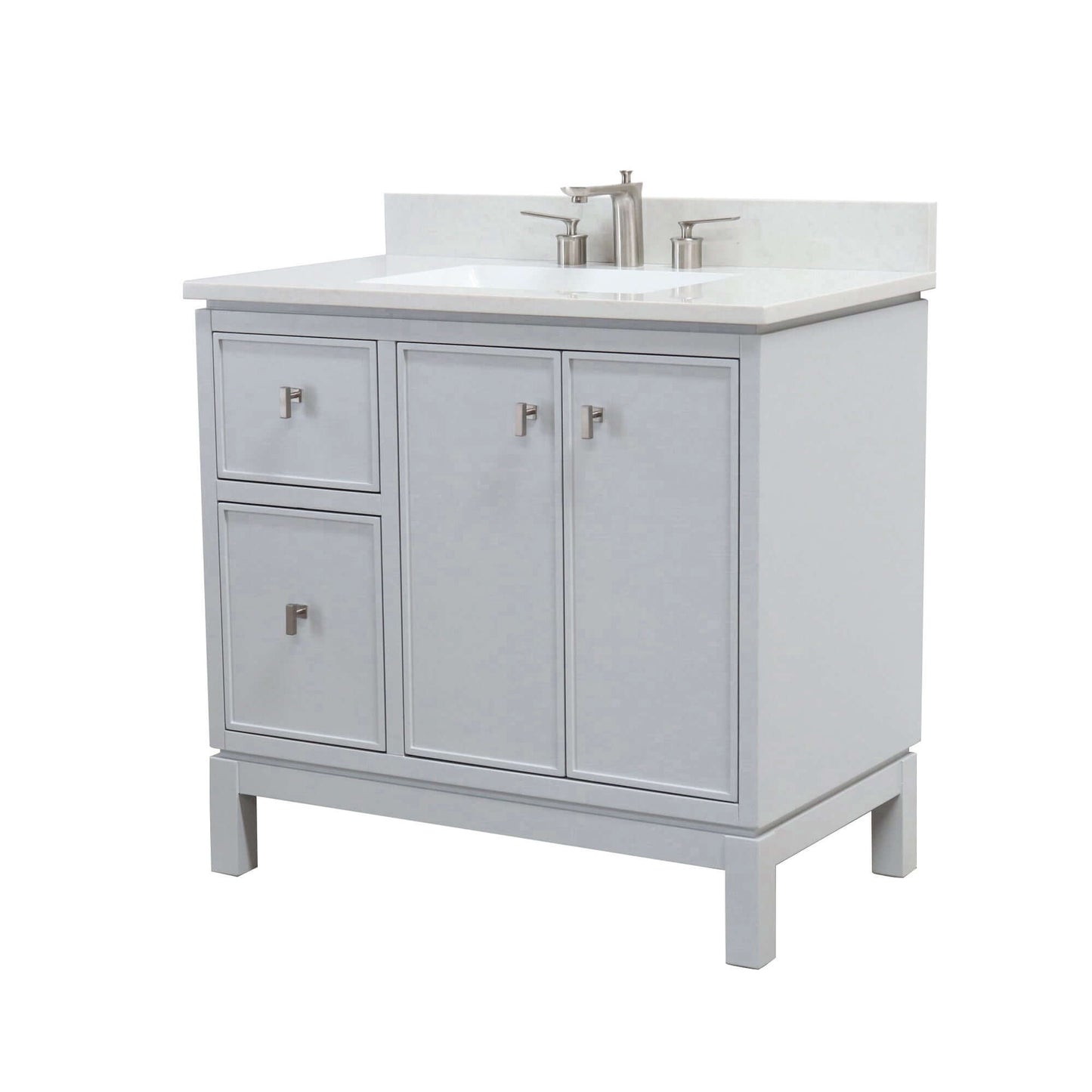 37 in. Single Sink Vanity in French Gray with Engineered Quartz Top - G3722-BN-FG-AQ