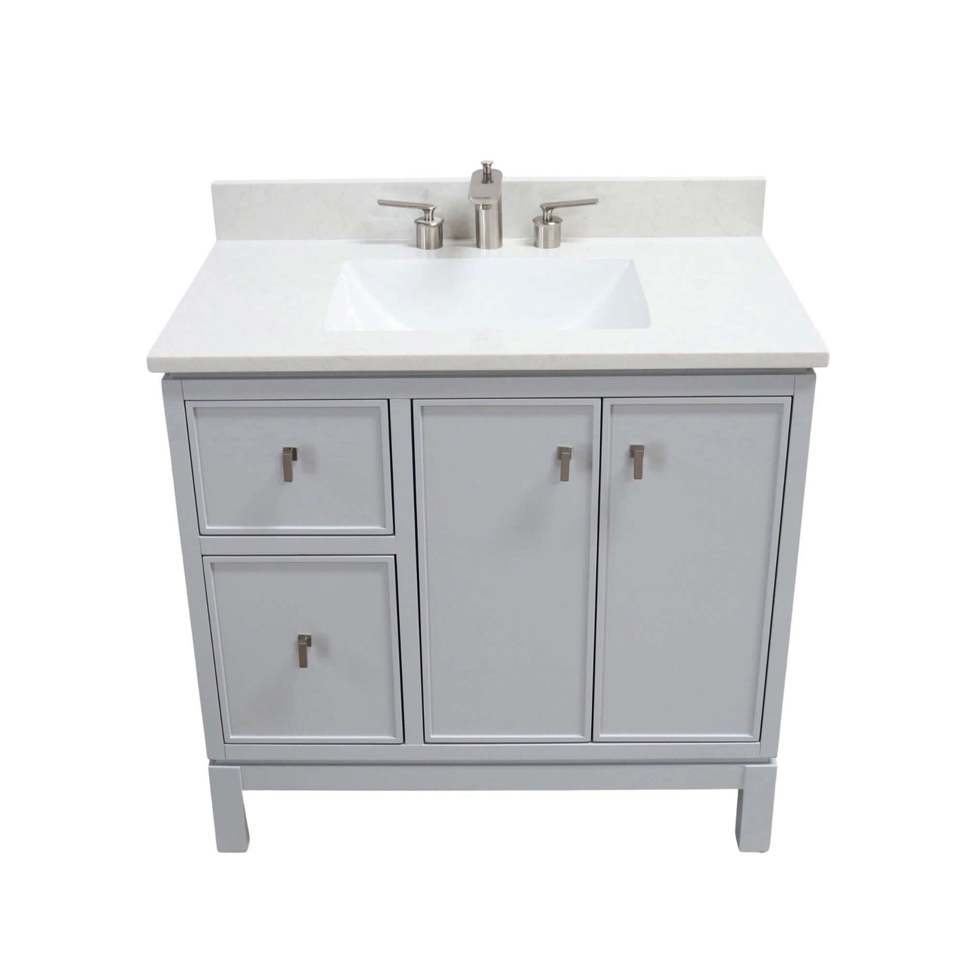 37 in. Single Sink Vanity in French Gray with Engineered Quartz Top - G3722-BN-FG-AQ