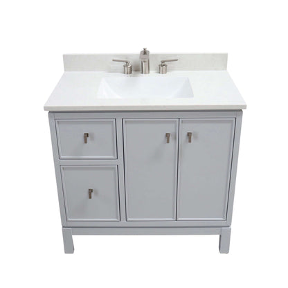 37 in. Single Sink Vanity in French Gray with Engineered Quartz Top - G3722-BN-FG-AQ