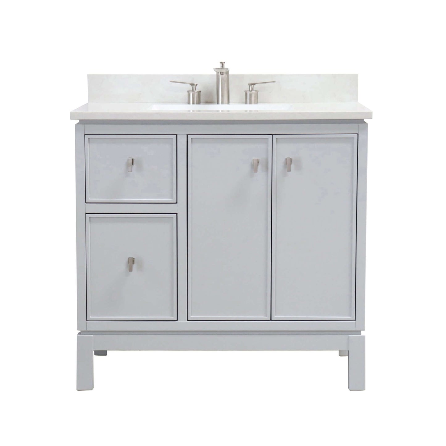 37 in. Single Sink Vanity in French Gray with Engineered Quartz Top - G3722-BN-FG-AQ