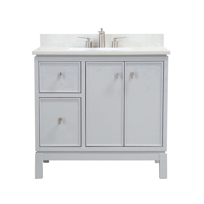37 in. Single Sink Vanity in French Gray with Engineered Quartz Top - G3722-BN-FG-AQ