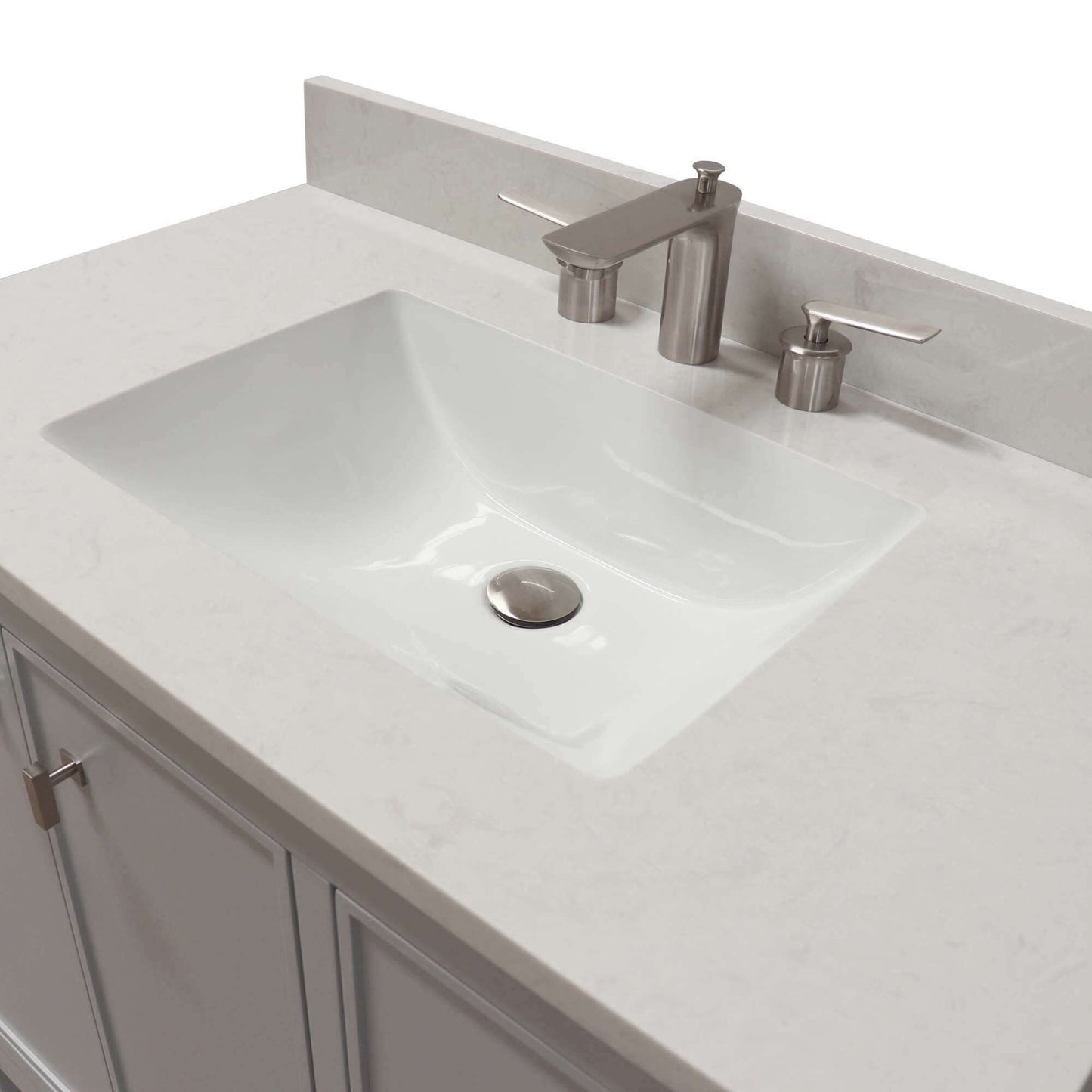 37 in. Single Sink Vanity in French Gray with Engineered Quartz Top - G3722-BN-FG-AQ