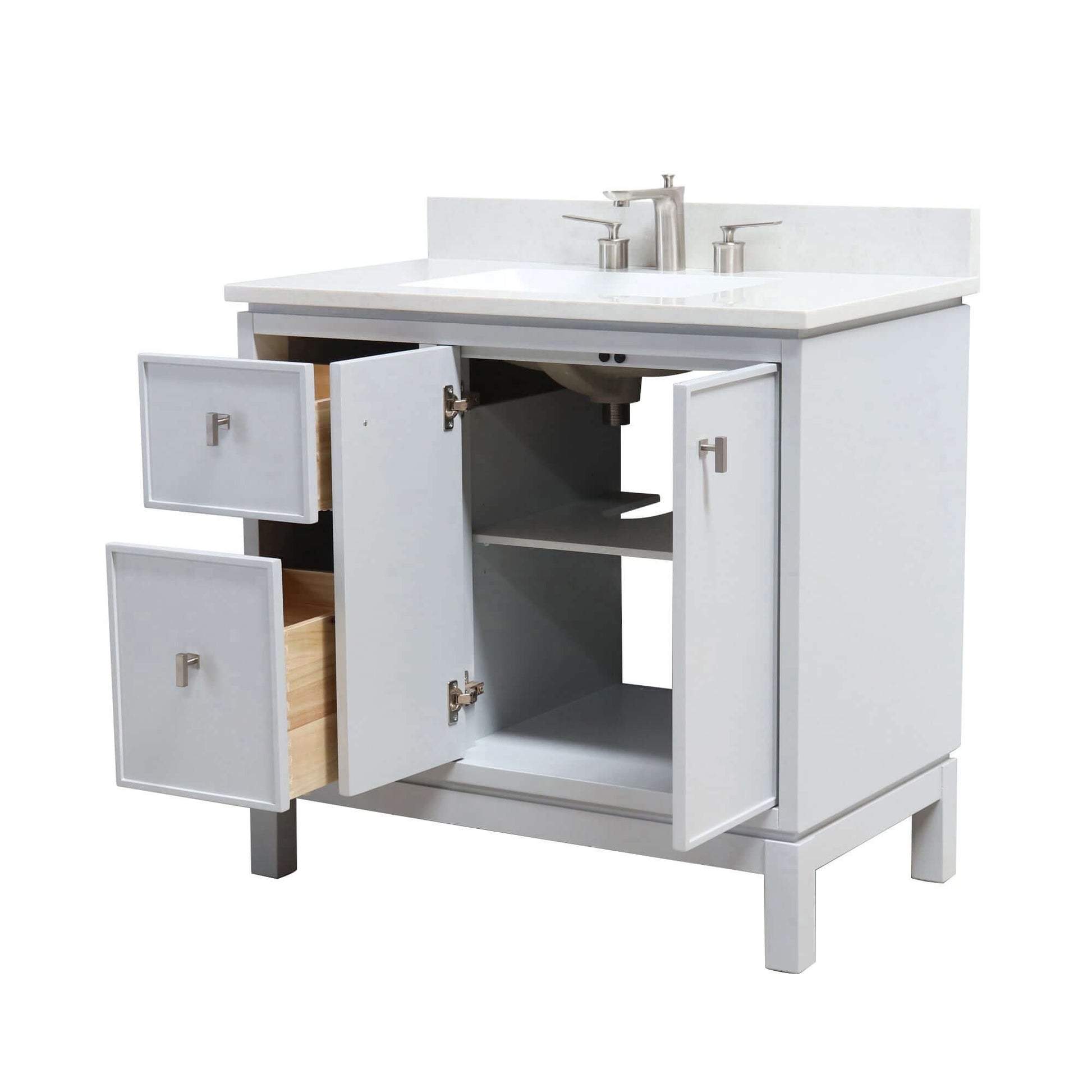 37 in. Single Sink Vanity in French Gray with Engineered Quartz Top - G3722-BN-FG-AQ