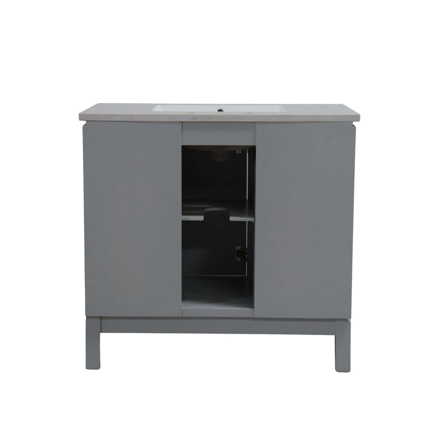 37 in. Single Sink Vanity in French Gray with Engineered Quartz Top - G3722-BN-FG-AQ