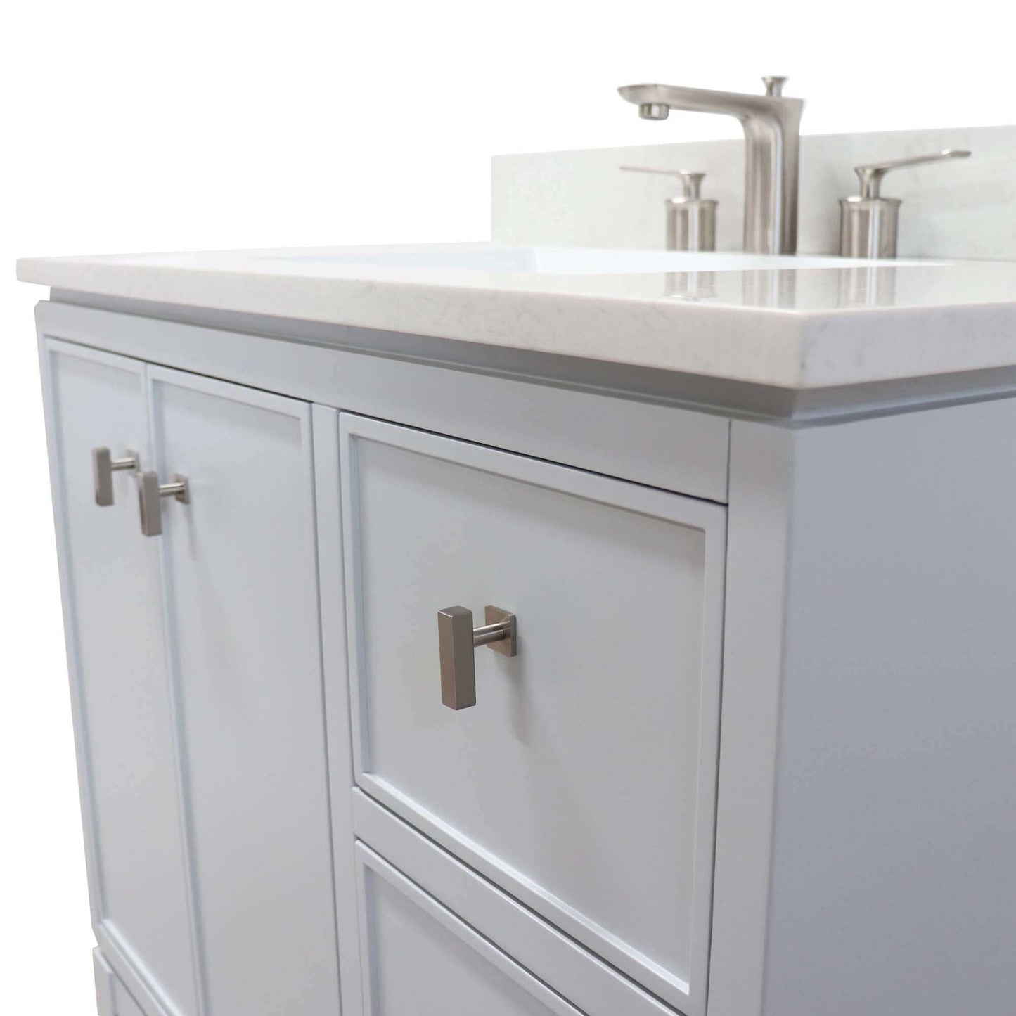 37 in. Single Sink Vanity in French Gray with Engineered Quartz Top - G3722-BN-FG-AQ