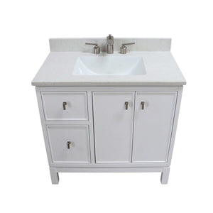 37 in. Single Sink Vanity in White with Engineered Quartz Top - G3722-BN-WH-AQ