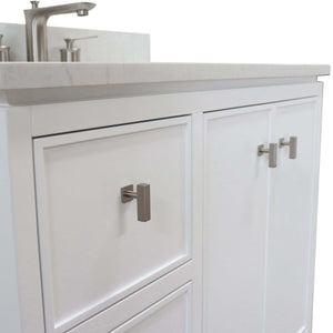 37 in. Single Sink Vanity in White with Engineered Quartz Top - G3722-BN-WH-AQ