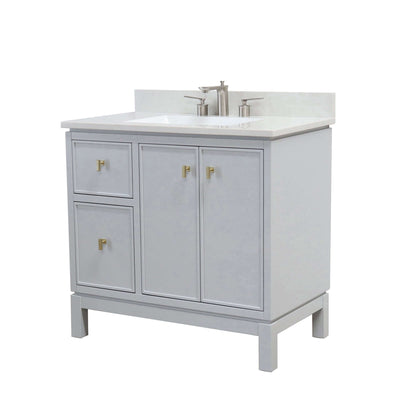 37 in. Single Sink Vanity in French Gray with Engineered Quartz Top - G3722-GD-FG-AQ