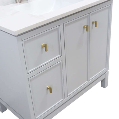 37 in. Single Sink Vanity in French Gray with Engineered Quartz Top - G3722-GD-FG-AQ