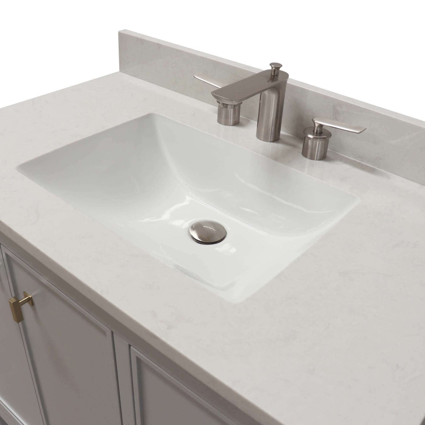 37 in. Single Sink Vanity in French Gray with Engineered Quartz Top - G3722-GD-FG-AQ