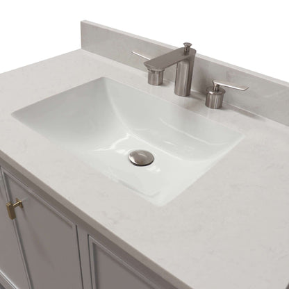 37 in. Single Sink Vanity in French Gray with Engineered Quartz Top - G3722-GD-FG-AQ