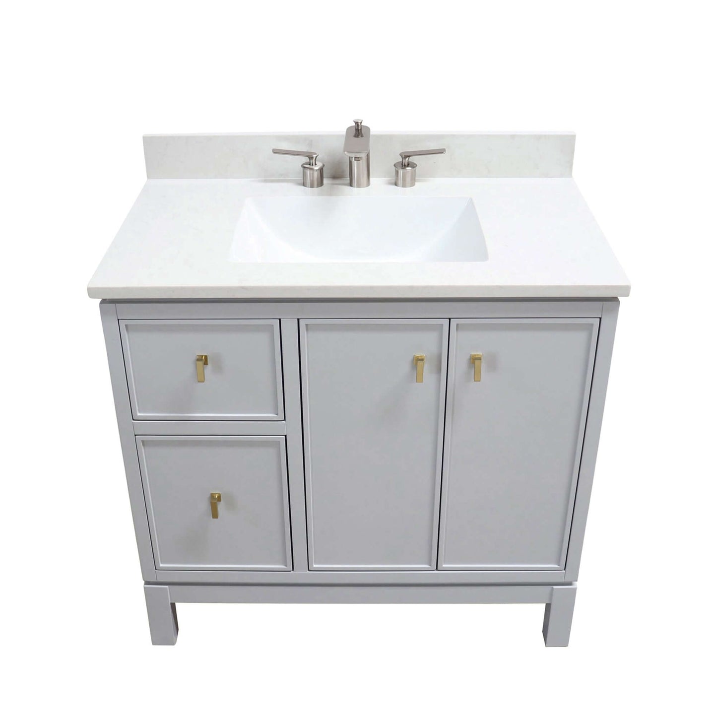 37 in. Single Sink Vanity in French Gray with Engineered Quartz Top - G3722-GD-FG-AQ