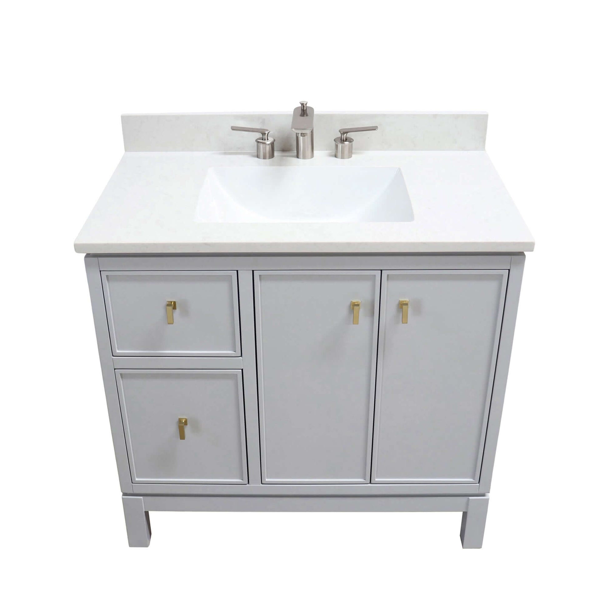 37 in. Single Sink Vanity in French Gray with Engineered Quartz Top - G3722-GD-FG-AQ