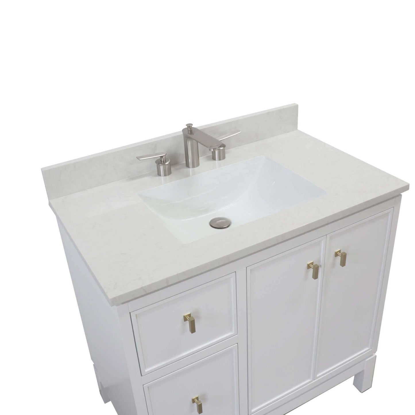 37 in. Single Sink Vanity in White with Engineered Quartz Top - G3722-GD-WH-AQ