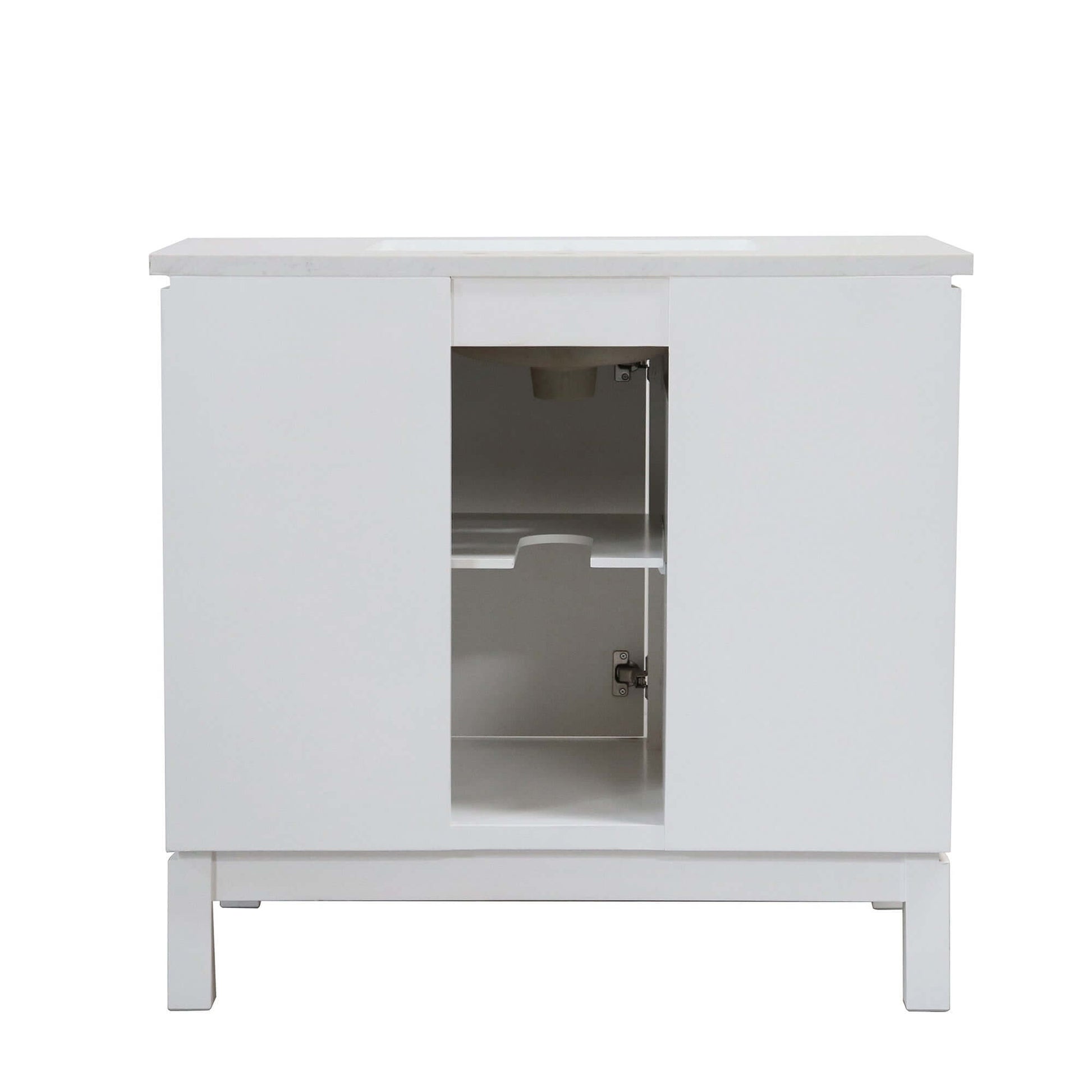 37 in. Single Sink Vanity in White with Engineered Quartz Top - G3722-GD-WH-AQ