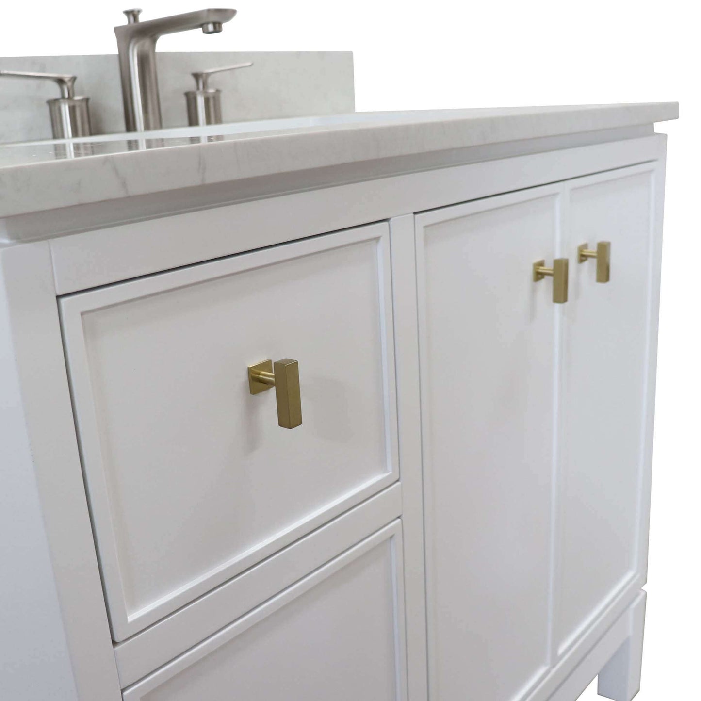 37 in. Single Sink Vanity in White with Engineered Quartz Top - G3722-GD-WH-AQ