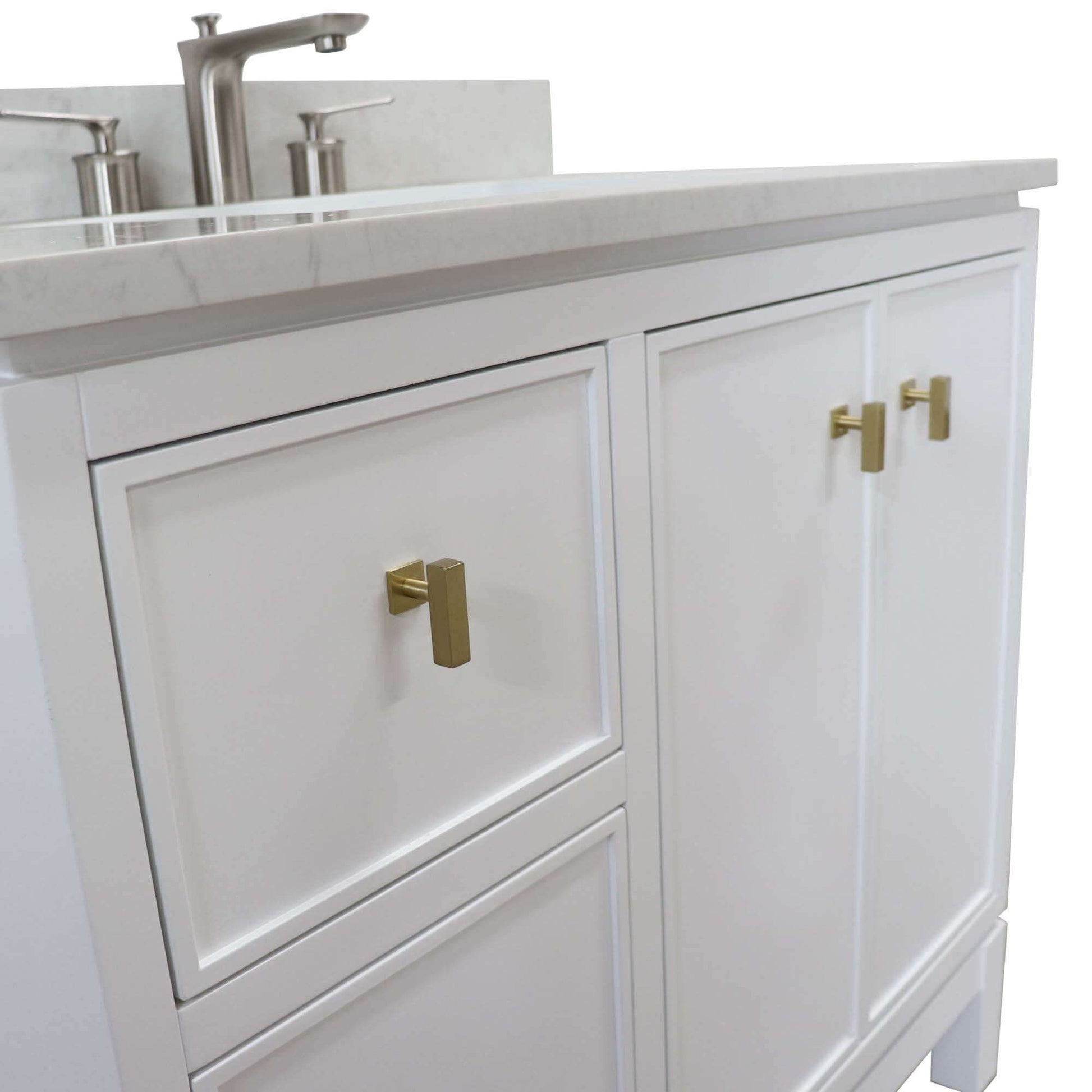 37 in. Single Sink Vanity in White with Engineered Quartz Top - G3722-GD-WH-AQ