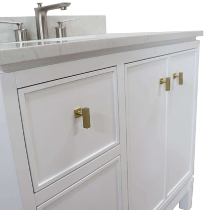 37 in. Single Sink Vanity in White with Engineered Quartz Top - G3722-GD-WH-AQ