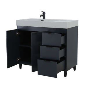 39 in. Single Sink Vanity in Dark Gray with Light Gray Composite Granite Sink Top - G3918-DG-FG