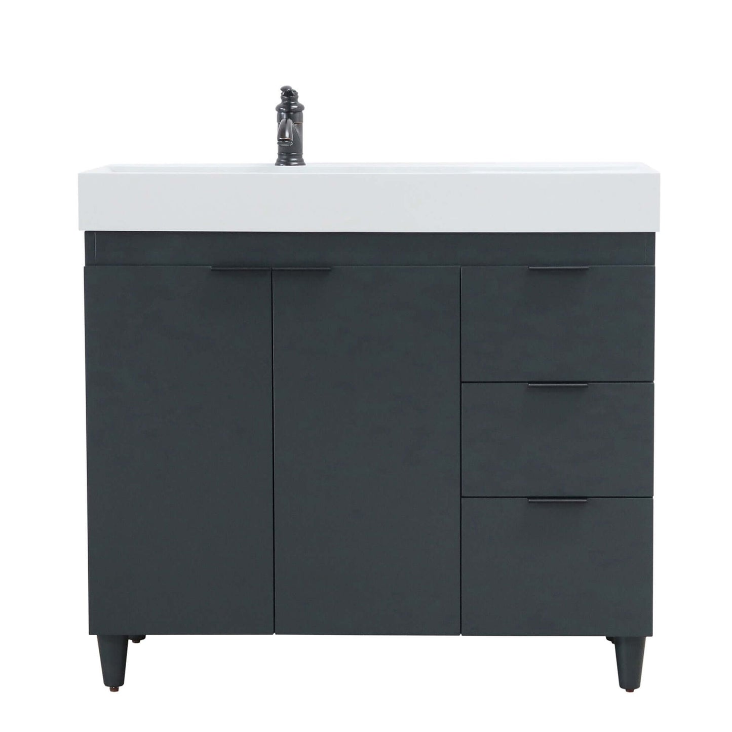 39 in. Single Sink Vanity in Dark Gray with Light Gray Composite Granite Sink Top - G3918-DG-FG