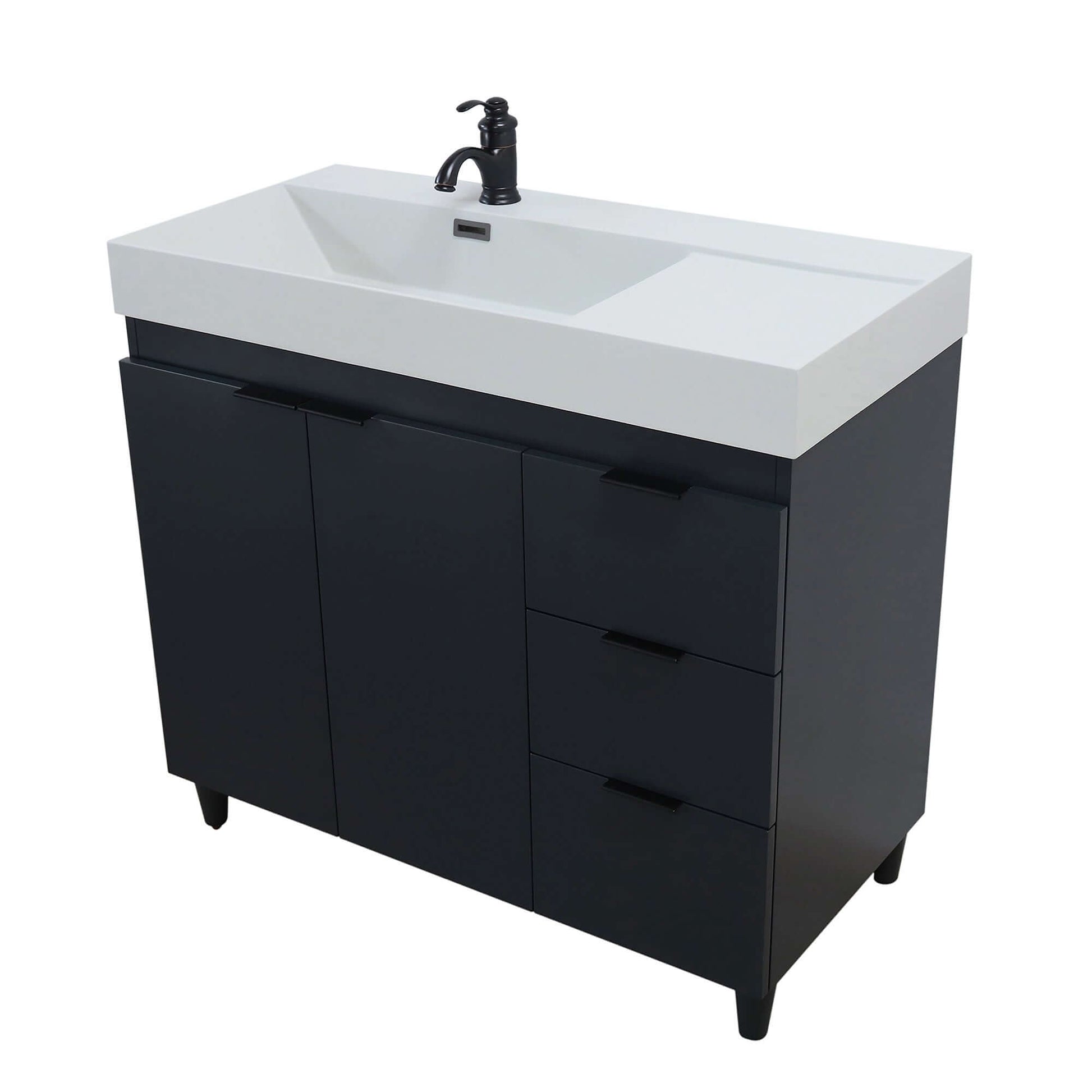 39 in. Single Sink Vanity in Dark Gray with Light Gray Composite Granite Sink Top - G3918-DG-FG