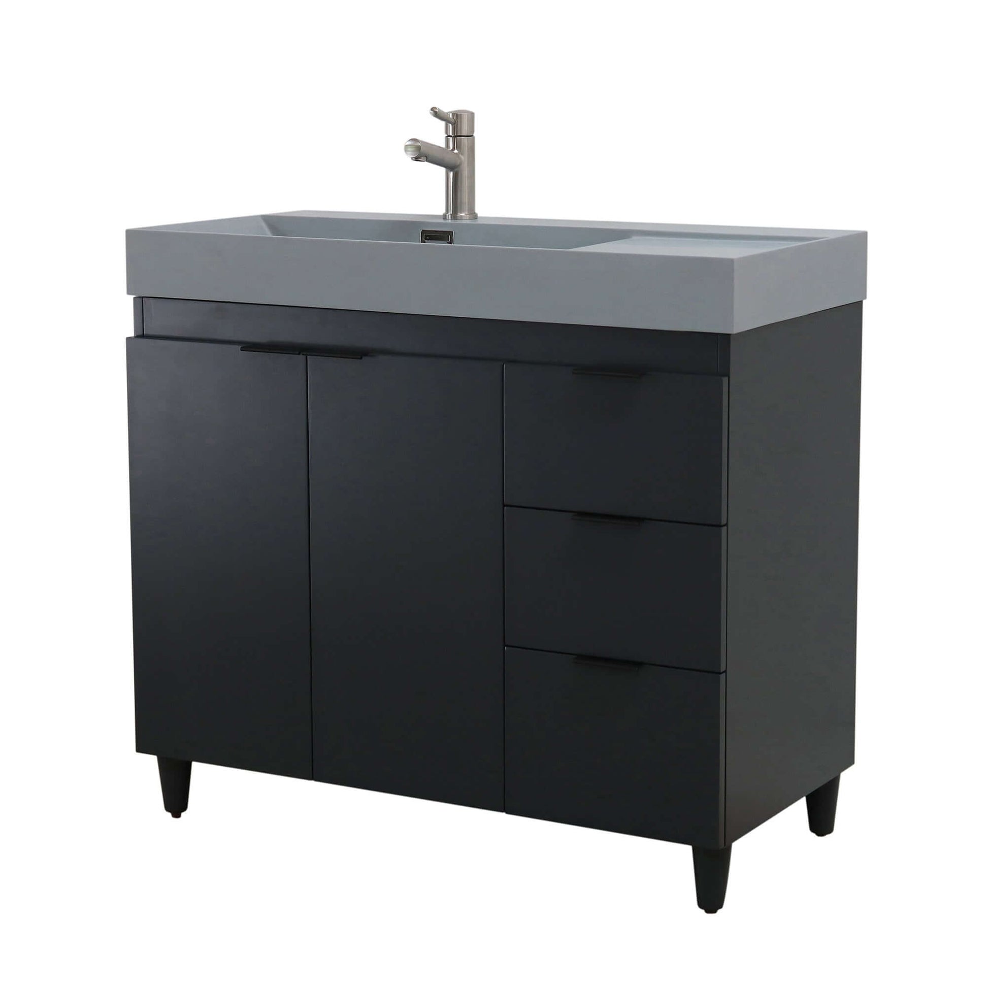 39 in. Single Sink Vanity in Dark Gray with Dark Gray Composite Granite Sink Top - G3918-DG-SG