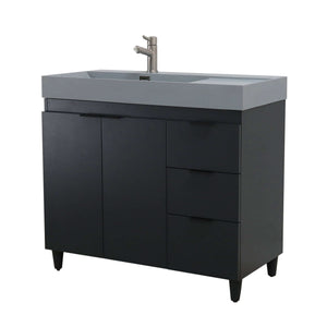 39 in. Single Sink Vanity in Dark Gray with Dark Gray Composite Granite Sink Top - G3918-DG-SG