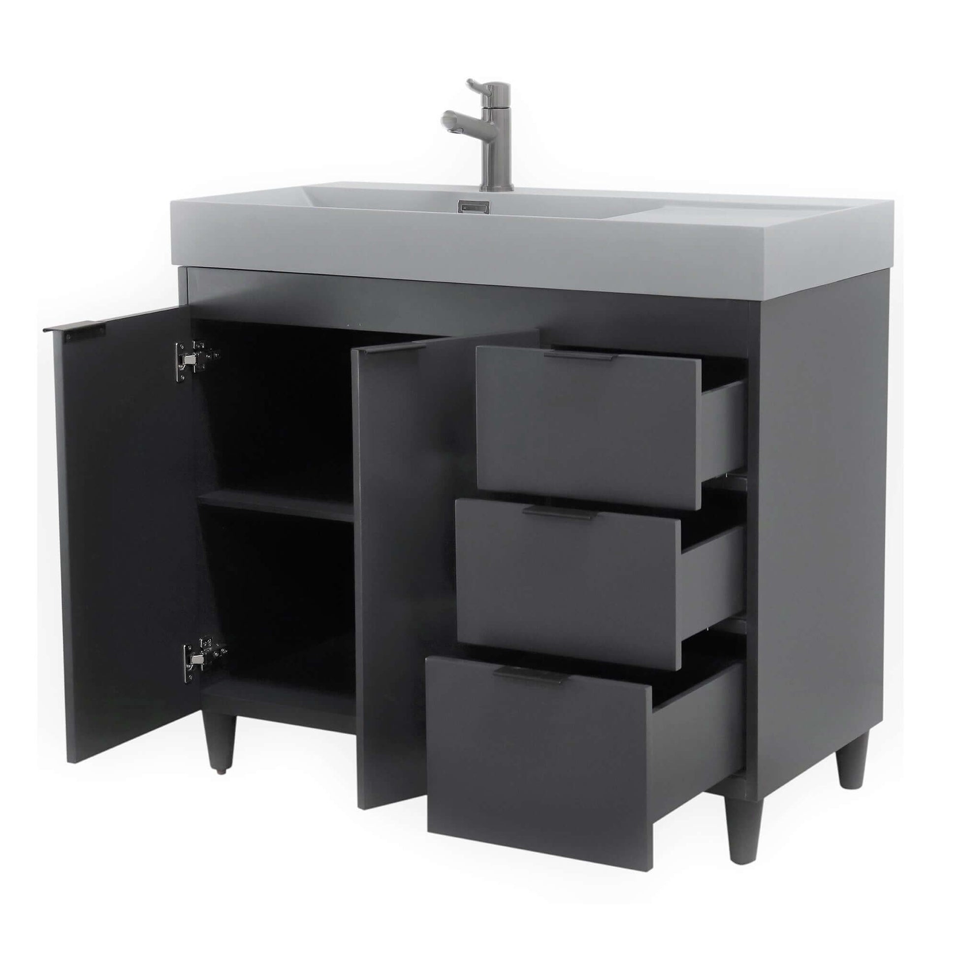 39 in. Single Sink Vanity in Dark Gray with Dark Gray Composite Granite Sink Top - G3918-DG-SG