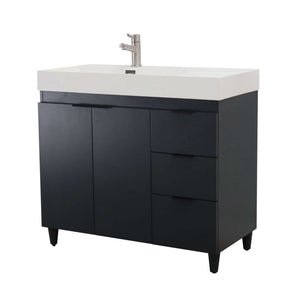 39 in. Single Sink Vanity in Dark Gray with White Composite Granite Sink Top - G3918-DG-SW