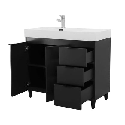 39 in. Single Sink Vanity in Dark Gray with White Composite Granite Sink Top - G3918-DG-SW