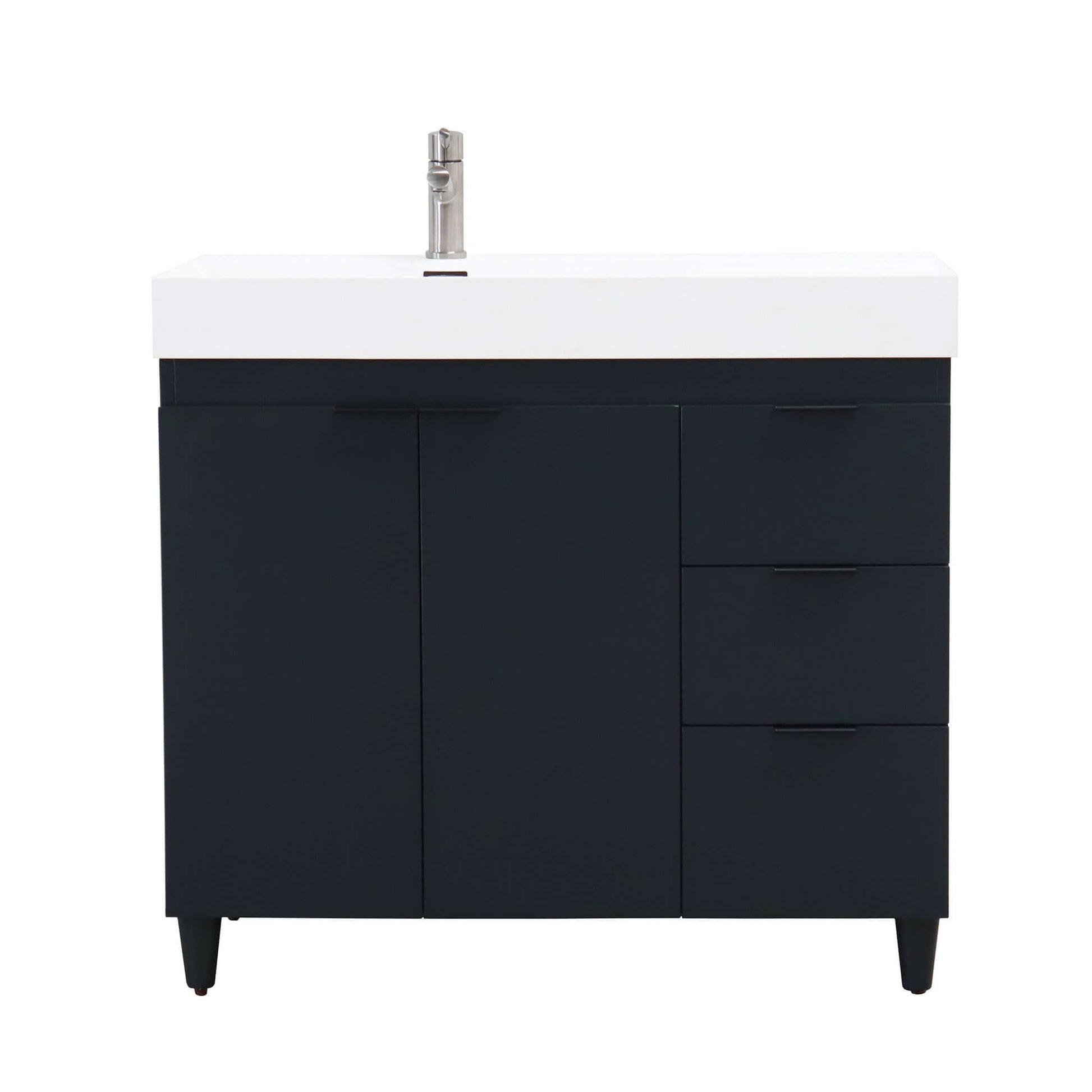 39 in. Single Sink Vanity in Dark Gray with White Composite Granite Sink Top - G3918-DG-SW