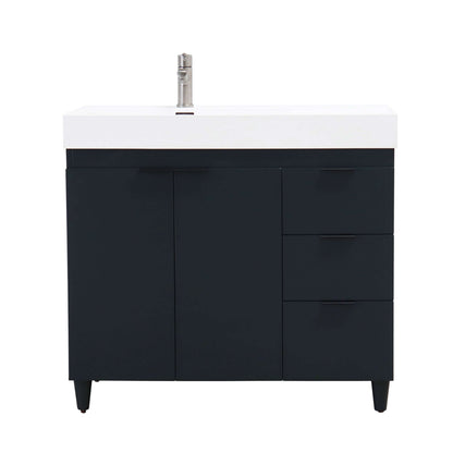 39 in. Single Sink Vanity in Dark Gray with White Composite Granite Sink Top - G3918-DG-SW