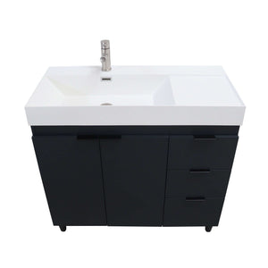 39 in. Single Sink Vanity in Dark Gray with White Composite Granite Sink Top - G3918-DG-SW