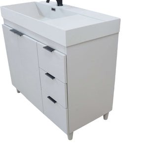 39 in. Single Sink Vanity in French Gray with Light Gray Composite Granite Sink Top - G3918-FG-FG