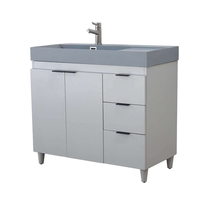 39 in. Single Sink Vanity in French Gray with Dark Gray Composite Granite Sink Top - G3918-FG-SG