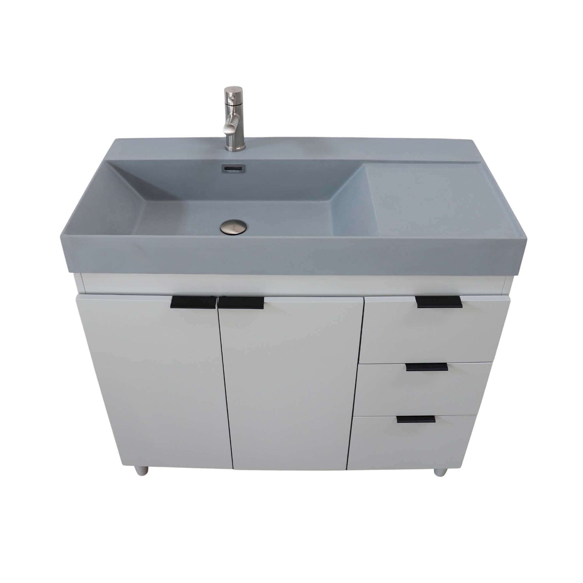 39 in. Single Sink Vanity in French Gray with Dark Gray Composite Granite Sink Top - G3918-FG-SG