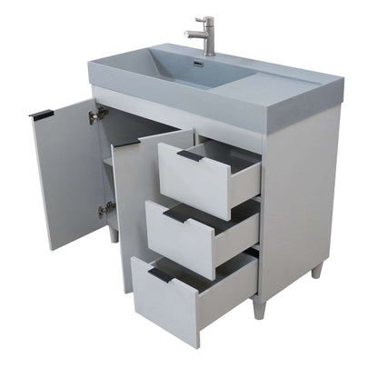 39 in. Single Sink Vanity in French Gray with Dark Gray Composite Granite Sink Top - G3918-FG-SG