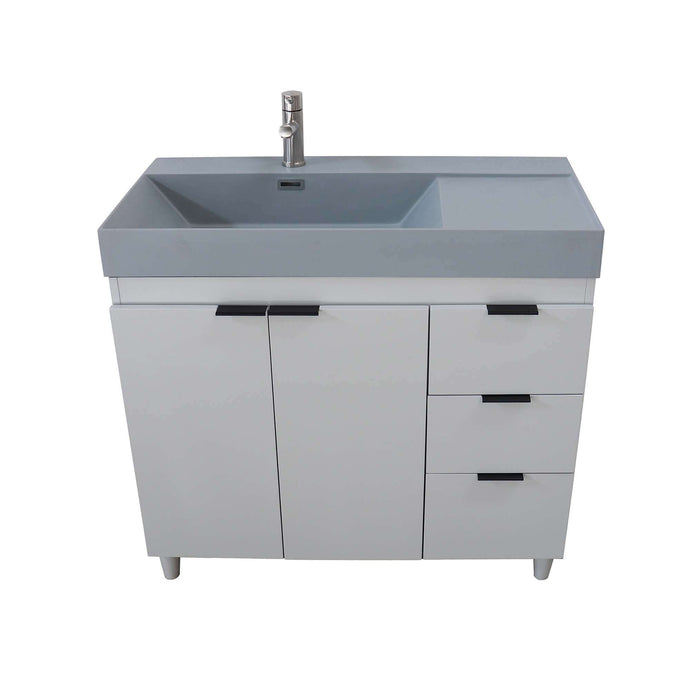 39 in. Single Sink Vanity in French Gray with Dark Gray Composite Granite Sink Top - G3918-FG-SG