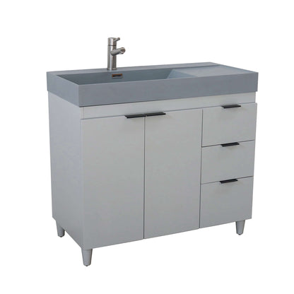 39 in. Single Sink Vanity in French Gray with Dark Gray Composite Granite Sink Top - G3918-FG-SG