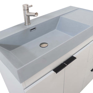 39 in. Single Sink Vanity in French Gray with Dark Gray Composite Granite Sink Top - G3918-FG-SG