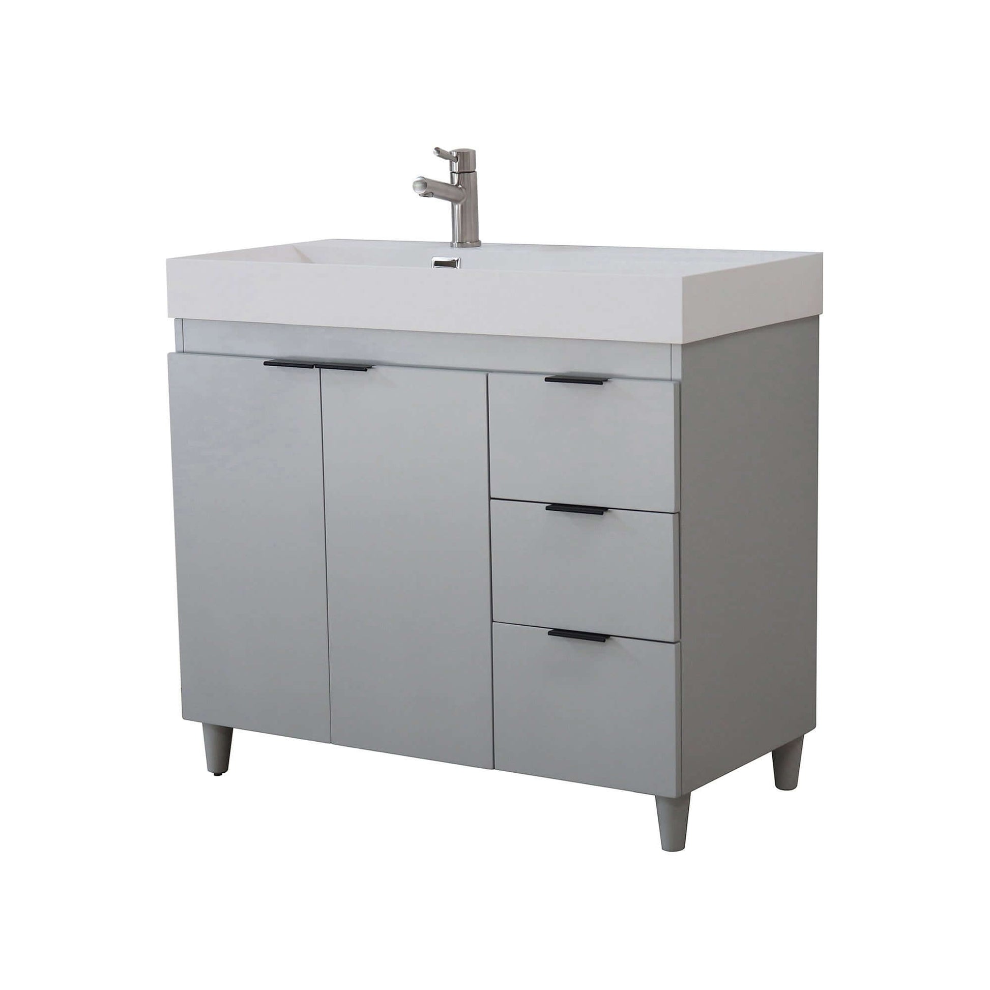 39 in. Single Sink Vanity in French Gray with White Composite Granite Sink Top - G3918-FG-SW