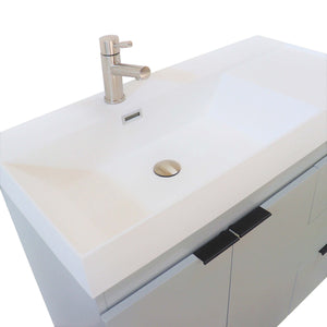 39 in. Single Sink Vanity in French Gray with White Composite Granite Sink Top - G3918-FG-SW