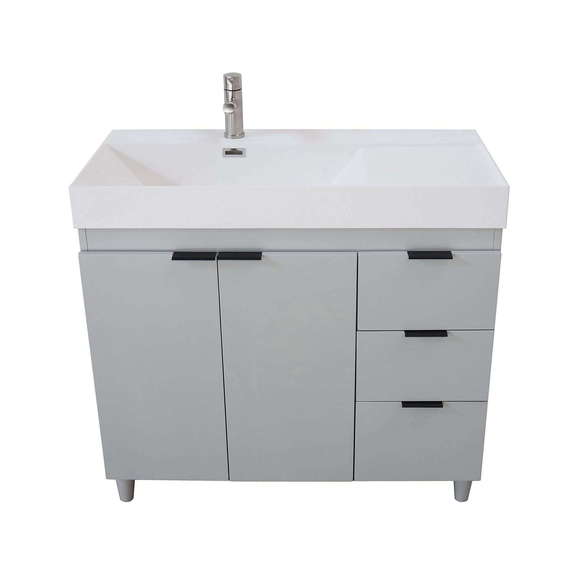 39 in. Single Sink Vanity in French Gray with White Composite Granite Sink Top - G3918-FG-SW