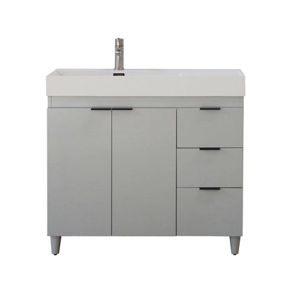 39 in. Single Sink Vanity in French Gray with White Composite Granite Sink Top - G3918-FG-SW