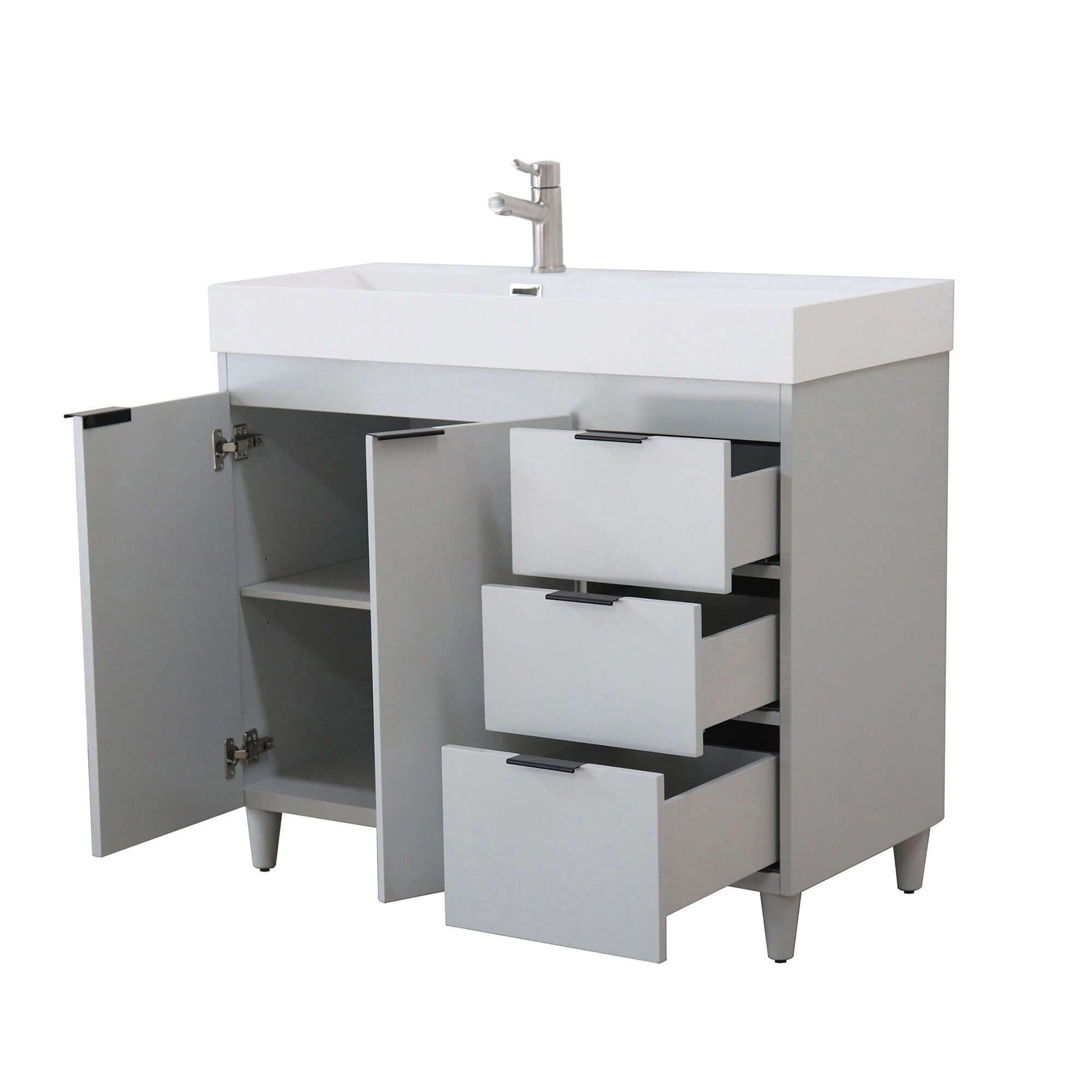 39 in. Single Sink Vanity in French Gray with White Composite Granite Sink Top - G3918-FG-SW