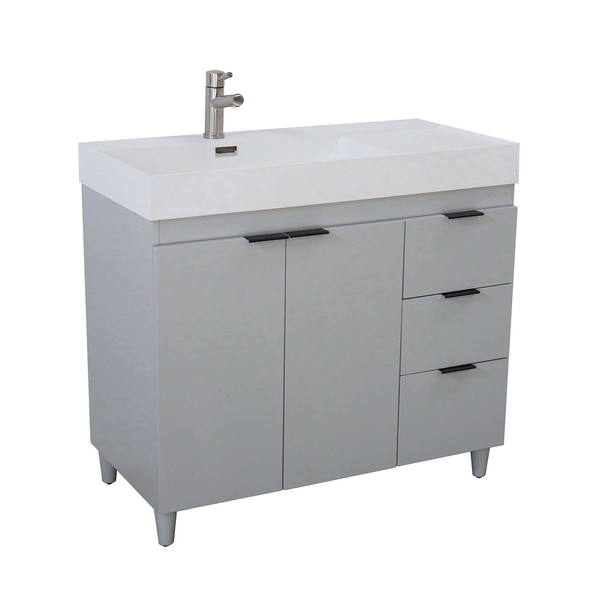 39 in. Single Sink Vanity in French Gray with White Composite Granite Sink Top - G3918-FG-SW