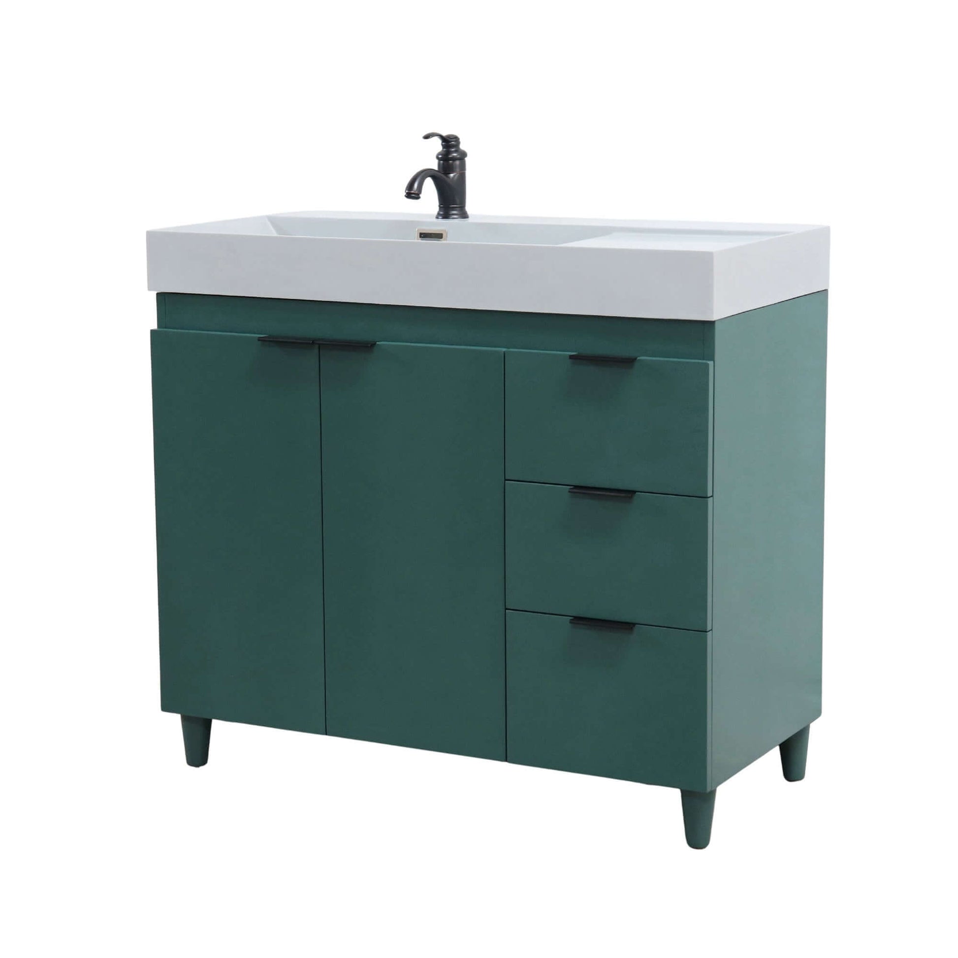 39 in. Single Sink Vanity in Hunter Green with Light Gray Composite Granite Top - G3918-HG-FG