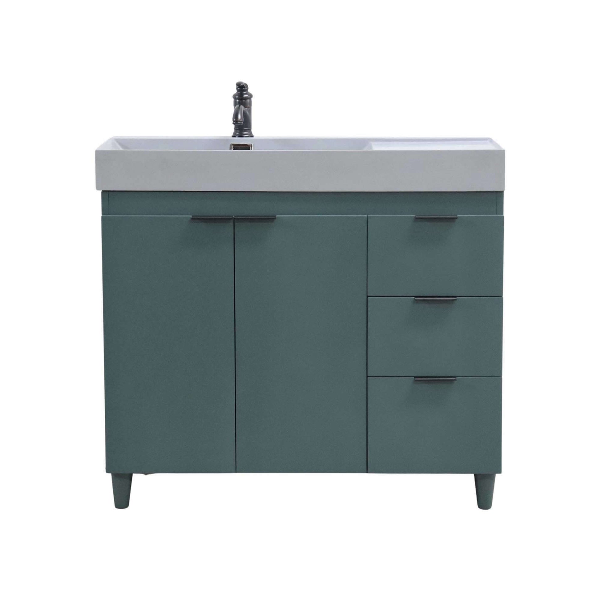 39 in. Single Sink Vanity in Hunter Green with Light Gray Composite Granite Top - G3918-HG-FG