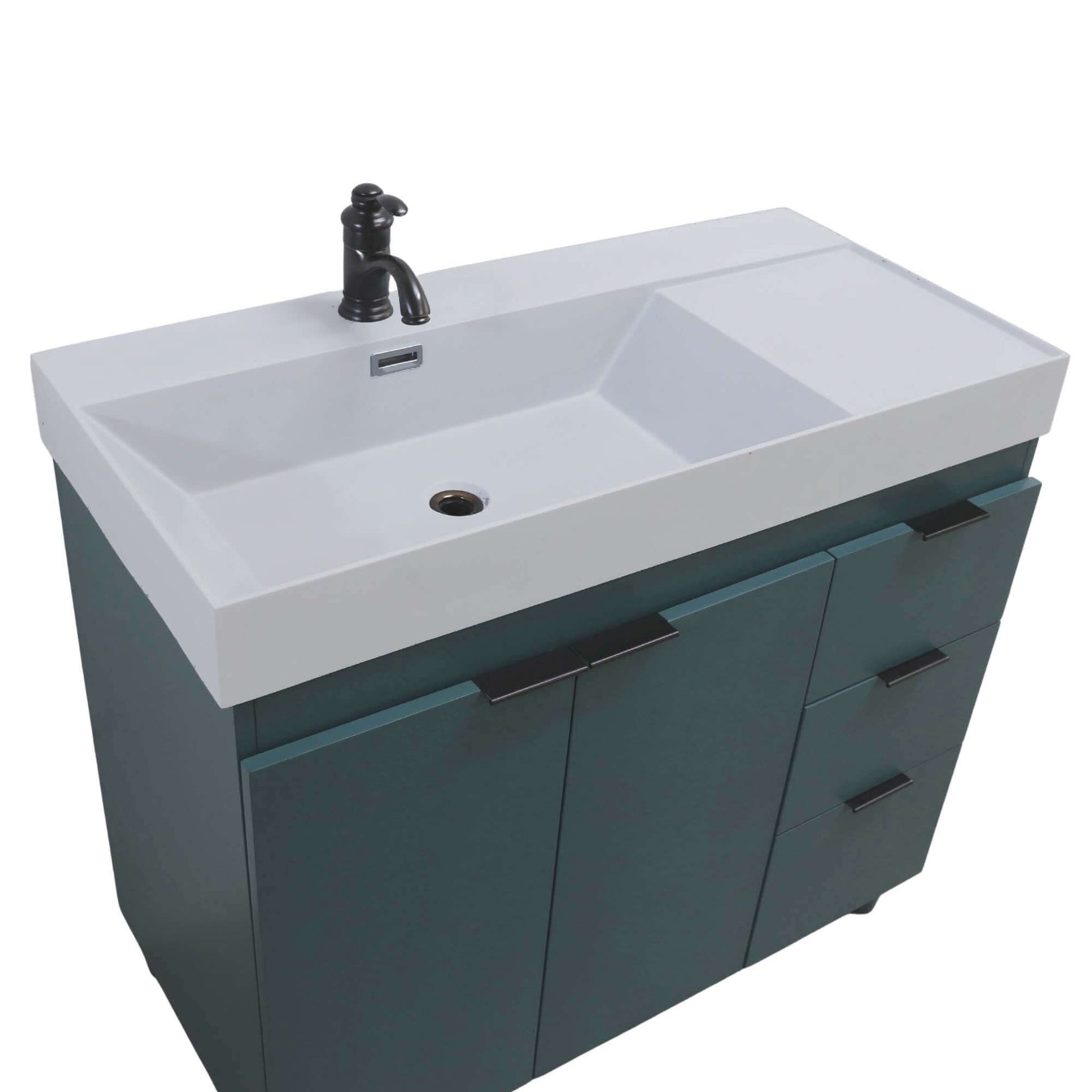 39 in. Single Sink Vanity in Hunter Green with Light Gray Composite Granite Top - G3918-HG-FG